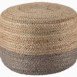 Woven jute pouf with two-tone design