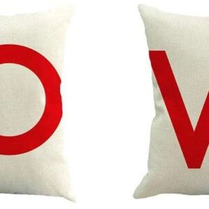 Cushions spelling love in red
