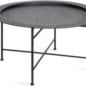 Circular table with patterned top