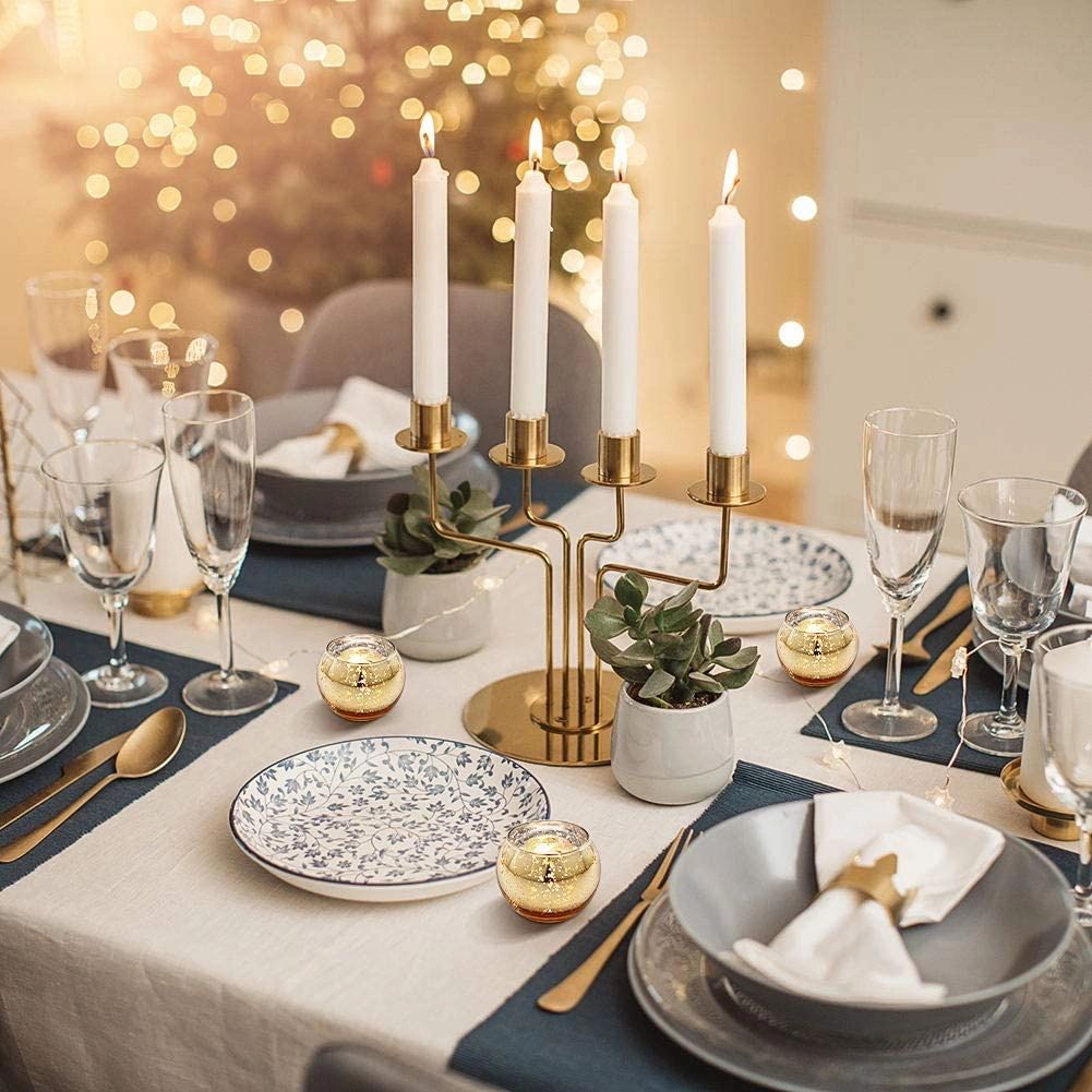 Festive dining table with gold accents