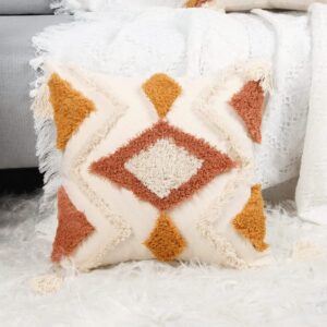 Cozy decorative pillow on white rug
