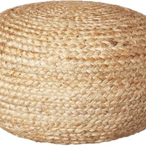 Woven straw ottoman