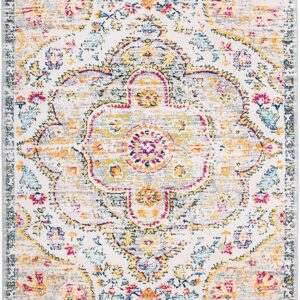 Elegant area rug featuring multicolored floral motifs.