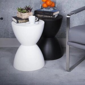 White and black stools with decor
