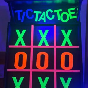 Glowing tic-tac-toe with Xs and Os