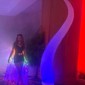 Vibrant LED fashion display indoors