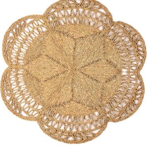 Woven straw placemat with floral design