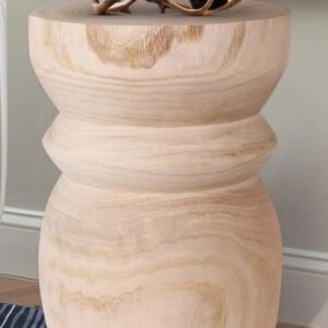 Wooden stool with decorative antlers