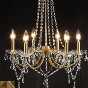 Elegant crystal chandelier with gold accents