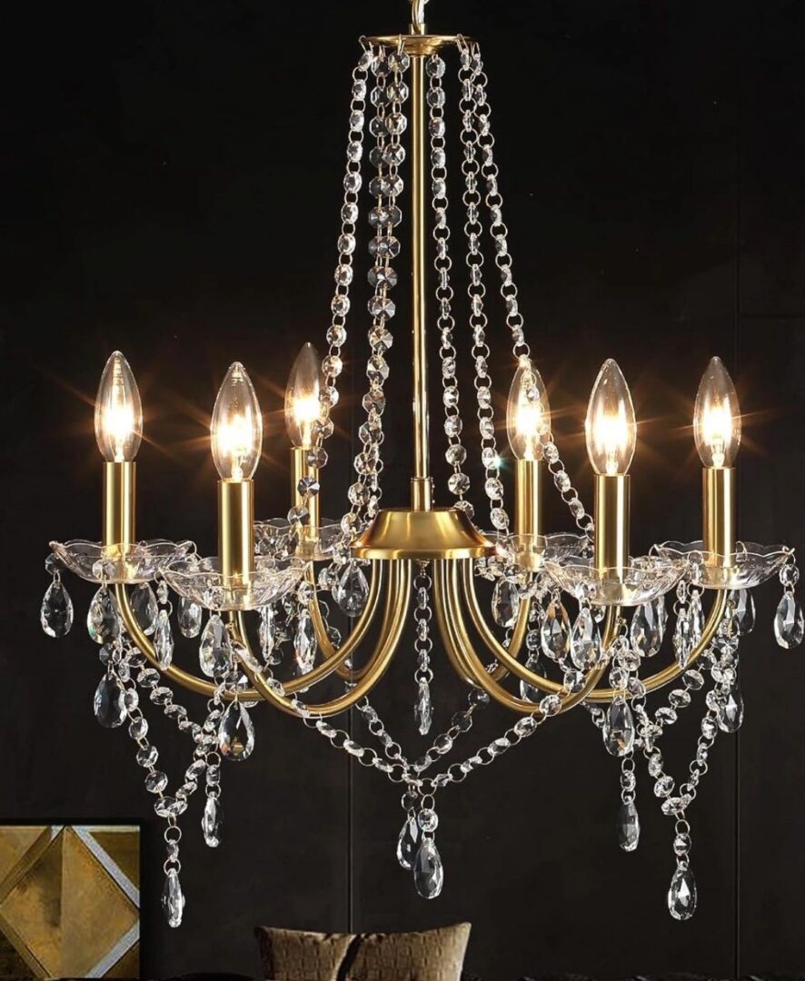 Elegant crystal chandelier with gold accents