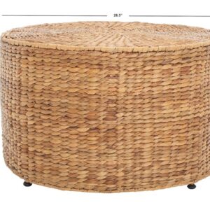 Rustic wicker ottoman on small feet