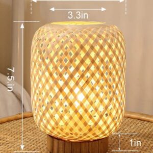 Bamboo lamp on wicker table