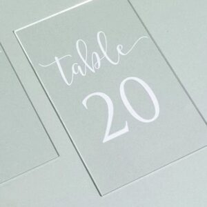 Table 20 sign with elegant font