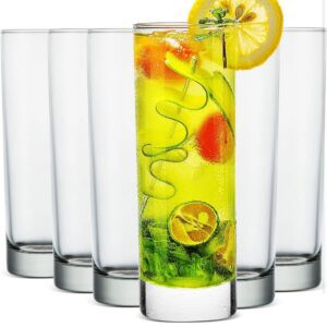 Colorful drink with lemon slice