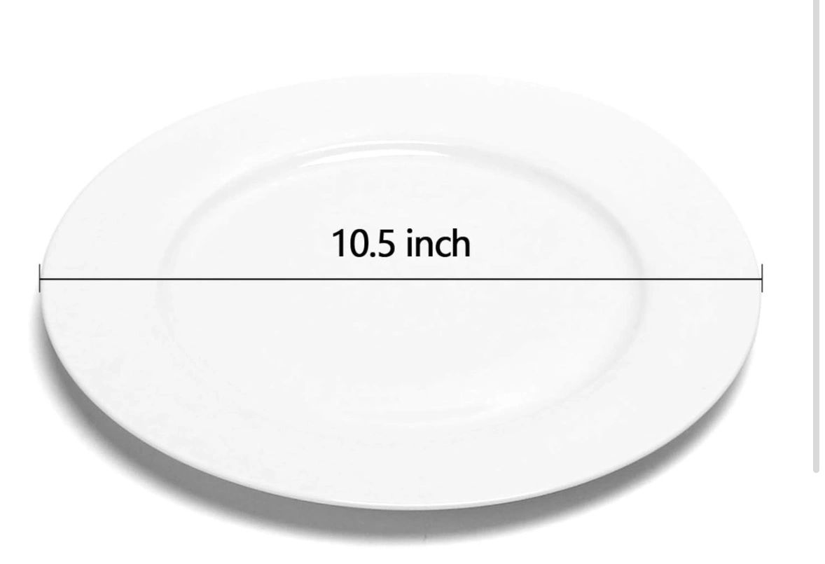 Round dinner plate, 10.5 inches diameter
