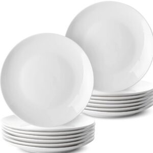 Stack of plain white dinner plates