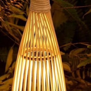Bamboo lantern glowing in the dark