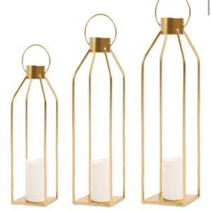 Elegant metal lanterns with candles