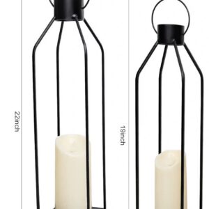 Black lanterns with pillar candles