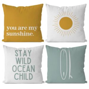 Colorful pillows with inspirational quotes