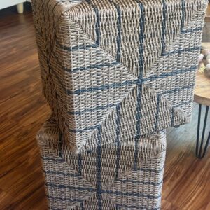 Decorative wicker stools in living room