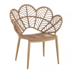 Natural rattan chair with intricate pattern
