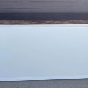 White storage bench with wooden top