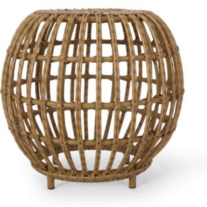 Natural wicker basket-style table