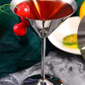 Cherry-garnished drink on a marble surface