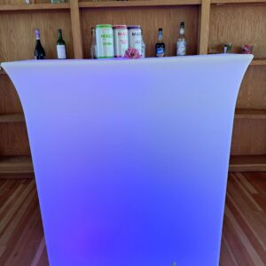 LED-lit bar with drink bottles display