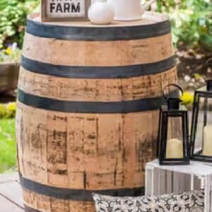 Vintage barrel with decorative items
