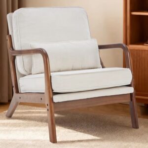 Stylish chair beside wooden cabinet