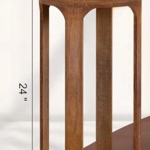 Wooden stool with dimensions displayed