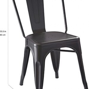 Metal chair with dimensions labeled