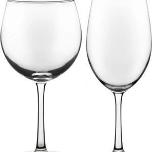 Elegant wine glasses on white background.