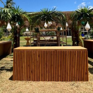 Rustic bar setup in sunny garden
