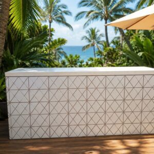 Outdoor bar with geometric design