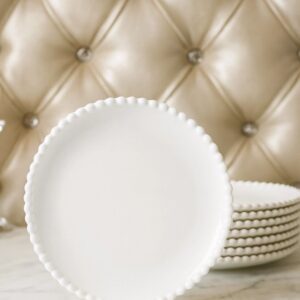 White porcelain plate with beaded edge