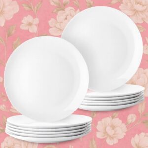 Elegant white plates with pink floral design