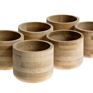 Bamboo cups displayed together
