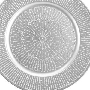 Textured round silver platter