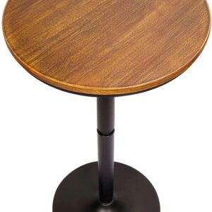 Elegant wooden tabletop with black pedestal base