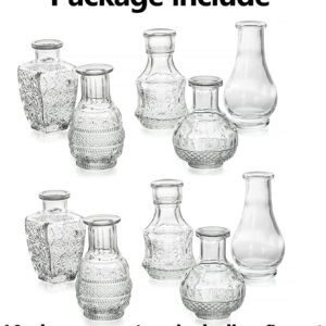 Collection of ten clear glass vases