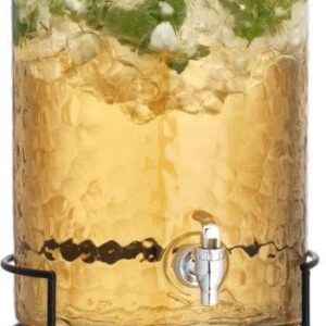 Chilled herbal tea in a glass container